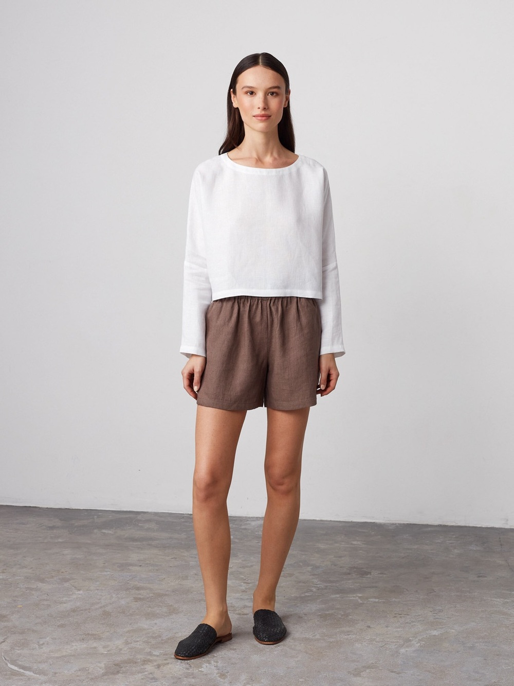 Love And Confuse ISLA High Waisted Linen Shorts Black Size Medium